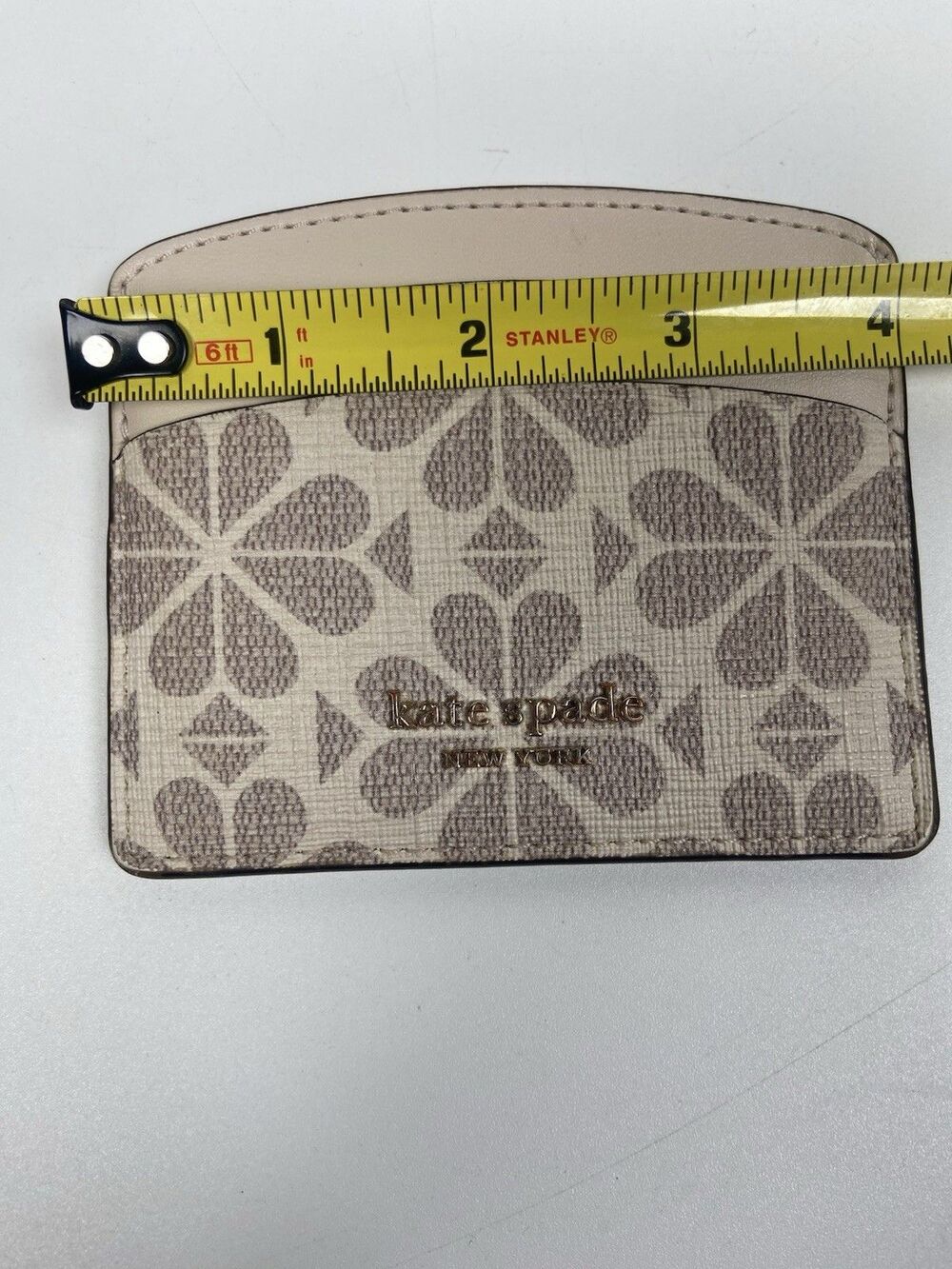 Kate Spade Signature Spade Flower Small Slim Card Holder Dark Beige - Picture 5 of 6